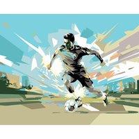 Origin Murals Football Player Abstract Landscape Blue Wall Mural - 3.5 x 2.8m