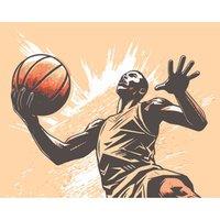 Origin Murals Graphic Basketball Player Orange Wall Mural - 3 x 2.4m