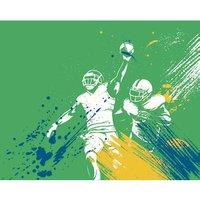 Origin Murals American Footballers Paint Splash Green Wall Mural - 3 x 2.4m