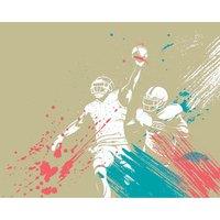 Origin Murals American Footballers Paint Splash Natural Wall Mural - 3 x 2.4m