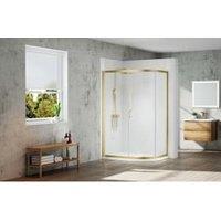 Nexa By MERLYN 6mm Brushed Brass Framed Offset Quadrant Single Sliding Door Shower Enclosure - 1200 x 800mm
