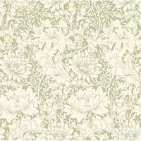 Hoopla Chrysanthemum Sage Green Matt Wallpaper - 10m