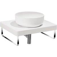 Abode Cava Round Countertop White Basin with White Worktop, Basin Plinth, Chrome Wastes & Towel Rail