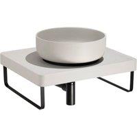 Abode Cava Round Countertop Pebble Grey Basin with Pebble Grey Worktop, Basin Plinth, Matt Black Wastes & Towel Rail