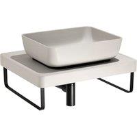 Abode Cava Tablet Countertop Pebble Grey Basin with Pebble Grey Worktop, Basin Plinth, Matt Black Wastes & Towel Rail