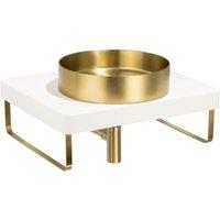 Abode Cava Round Countertop Steel Brass Basin with White Worktop, Brushed Brass Bottle Trap & Towel Rail