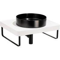 Abode Cava Round Countertop Steel Black Basin with White Worktop, Matt Black Bottle Trap & Towel Rail