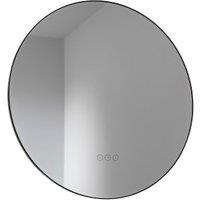 Abode Mayar Matt Black Round LED Bathroom Mirror - 600mm