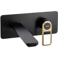 Abode Levarto Wall Mounted Basin & Bath Mixer Tap - Black & Brass