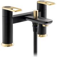 Abode Levarto Deck Mounted Bath Shower Mixer Tap - Black & Brass