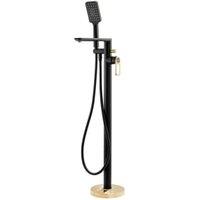 Abode Levarto Floor Standing Bath Filler with Shower Handset - Black & Brass