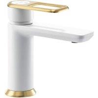 Abode Levarto Basin Mixer Tap - White & Brass