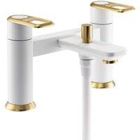 Abode Levarto Deck Mounted Bath Shower Mixer Tap - White & Brass