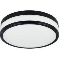 Eglo Palermo LED Glass Flush Bathroom Ceiling Light - Black Steel