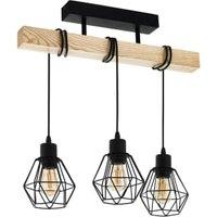 Eglo Townshend 5 Light Industrial Ceiling Light - Oak / Black