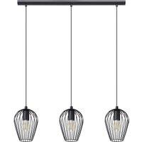 Eglo Newtown Vintage 3-Light Pendant with Caged Shades - Black