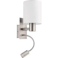 Eglo Pasteri Fabric LED Wall Lamp with Reading Light - White