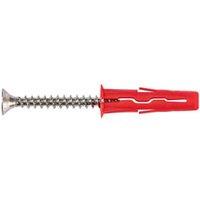 Rawlplug UNO Red Universal Wall Plugs with Screws - 6mm - Pack of 24
