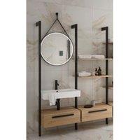 Wickes Rimini Wall System Vanity Unit Only with Shelves & White Basin - 1200mm