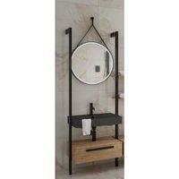 Wickes Rimini Wall System Vanity & Tower Unit Only with Black Basin - 1200mm