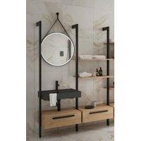 Wickes Rimini Wall System Vanity & Tower Unit Only with Shelves & Black Basin - 1800mm