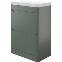 Wickes Malmo Reed Green Freestanding J Pull Compact Vanity Unit & Basin - 600 x 350mm