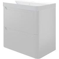 Wickes Malmo Gloss White Wall HUng J Pull Compact Vanity Unit & Basin - 500 x 350mm