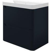 Wickes Malmo Indigo Blue Wall Hung J Pull Compact Vanity Unit & Basin - 500 x 350mm