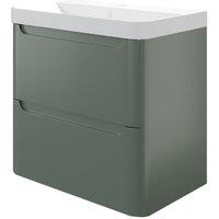 Wickes Malmo Reed Green Wall Hung J Pull Compact Vanity Unit & Basin - 500 x 350mm