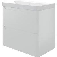 Wickes Malmo Gloss White Wall Hung J Pull Compact Vanity Unit & Basin - 600 x 350mm