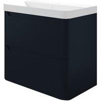 Wickes Malmo Indigo Blue Wall Hung J Pull Compact Vanity Unit & Basin - 600 x 350mm