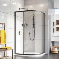 Roman Innov8 8mm Black Offset Quadrant Single Door Shower Enclosure - 900 x 800mm