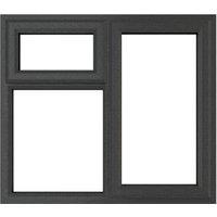 Crystal uPVC Grey Right Hung Top Opener Clear Double Glazed Fixed Light Window - 1190 x 1040mm