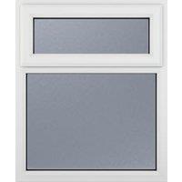 Crystal uPVC White Top Hung Opener Obscure Double Glazed Fixed Light Window - 905 x 1040mm