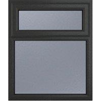 Crystal uPVC Grey Top Hung Opener Obscure Double Glazed Fixed Light Window - 1190 x 1115mm