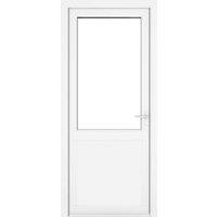 Crystal uPVC White Left Hand Inwards Clear Double Glazed Half Glass Half Panel Single Door - 890 x 2090mm