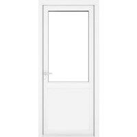 Crystal uPVC White Right Hand Inwards Clear Double Glazed Half Glass Half Panel Single Door - 2090mm
