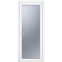 Crystal uPVC White Right Hand Inwards Obscure Double Glazed Full Glass Single Door - 890 x 2090mm