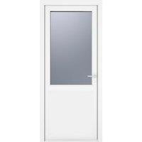 Crystal uPVC White Left Hand Inwards Obscure Double Glazed Half Glass Half Panel Single Door - 920 x 2090mm