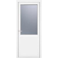 Crystal uPVC White Right Hand Inwards Obscure Double Glazed Half Glass Half Panel Single Door - 920 x 2090mm