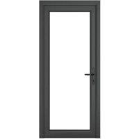 Crystal uPVC Grey Left Hand Inwards Clear Double Glazed Full Glass Single Door - 840 x 2090mm