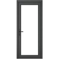 Crystal uPVC Grey Right Hand Inwards Clear Double Glazed Full Glass Single Door - 920 x 2090mm