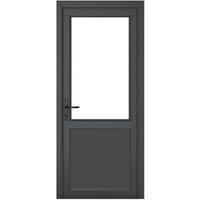 Crystal uPVC Grey Right Hand Inwards Clear Double Glazed Half Glass Half Panel Single Door - 920 x 2090mm