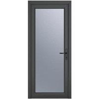 Crystal uPVC Grey Left Hand Inwards Obscure Double Glazed Full Glass Single Door - 840 x 2090mm