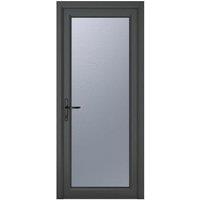 Crystal uPVC Grey Right Hand Inwards Obscure Double Glazed Full Glass Single Door - 920 x 2090mm