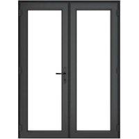 Crystal uPVC Grey Left Hand Clear Double Glazed French Door with 150mm Cill - 1590 x 2090mm