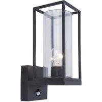 Lutec IP44 Black Flair PIR E27 Wall Light