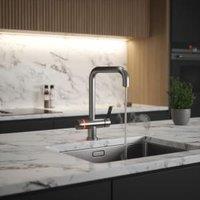 Carysil LED Touch Square Neck 4-in-1 Hot Water Kitchen Tap - Brushed Steel