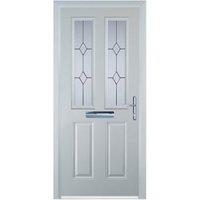 Door-Stop 2 Panel 2 Square White Left Hand GRP Composite Door - 840 x 2100mm