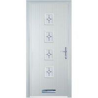 Door-Stop 4 Square White Left Hand GRP Composite Door with Flair Glass - 920 x 2100mm